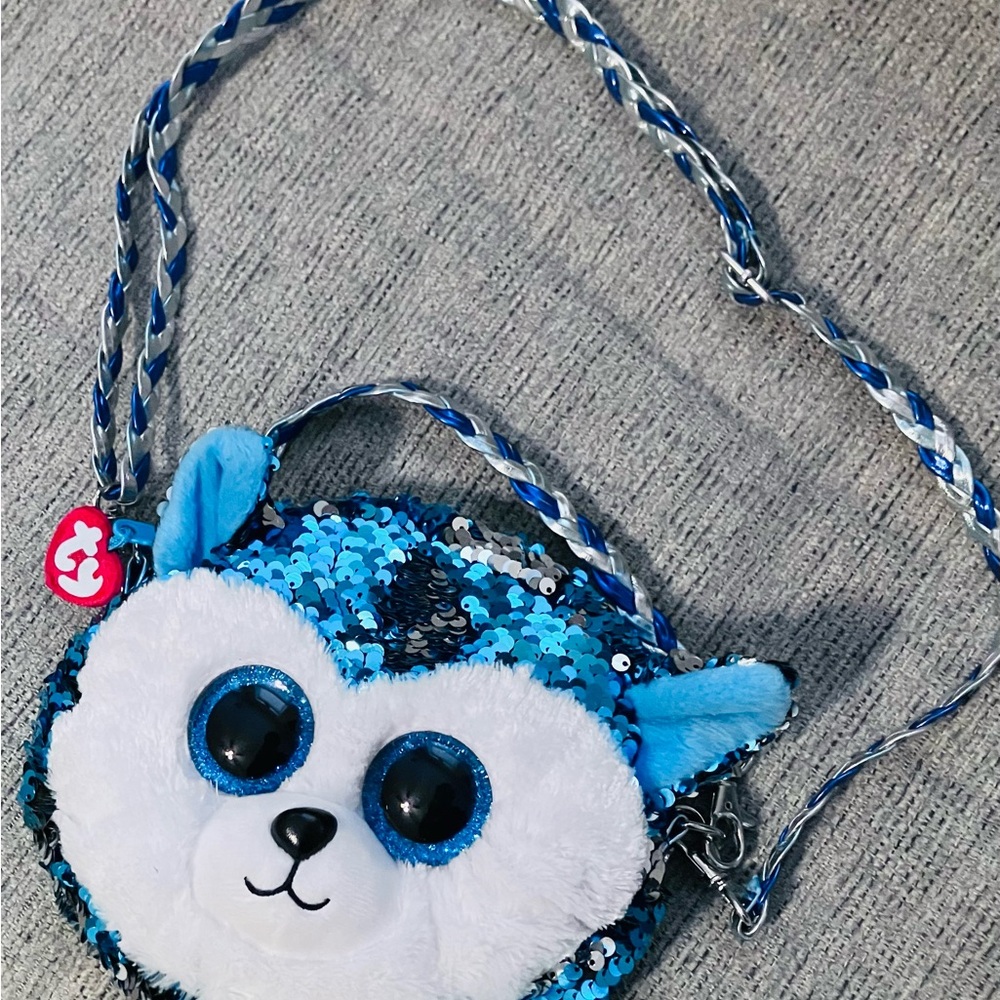 Ty Blue and White Sequin Animal Bag